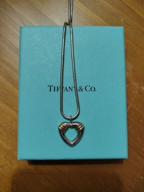 Tiffany & Co. Two-Tone Heart Pendant Necklace - Silver and Gold